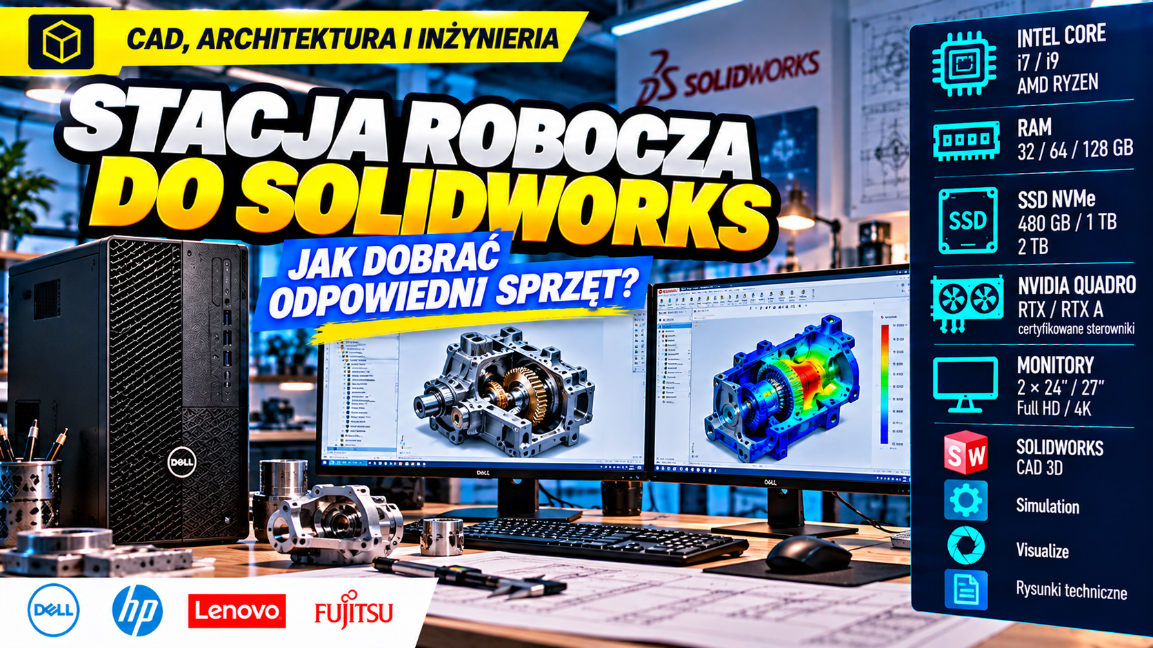 CAD, architektura i inżynieria: Stacja robocza do SolidWorks: jak dobrać sprzęt?