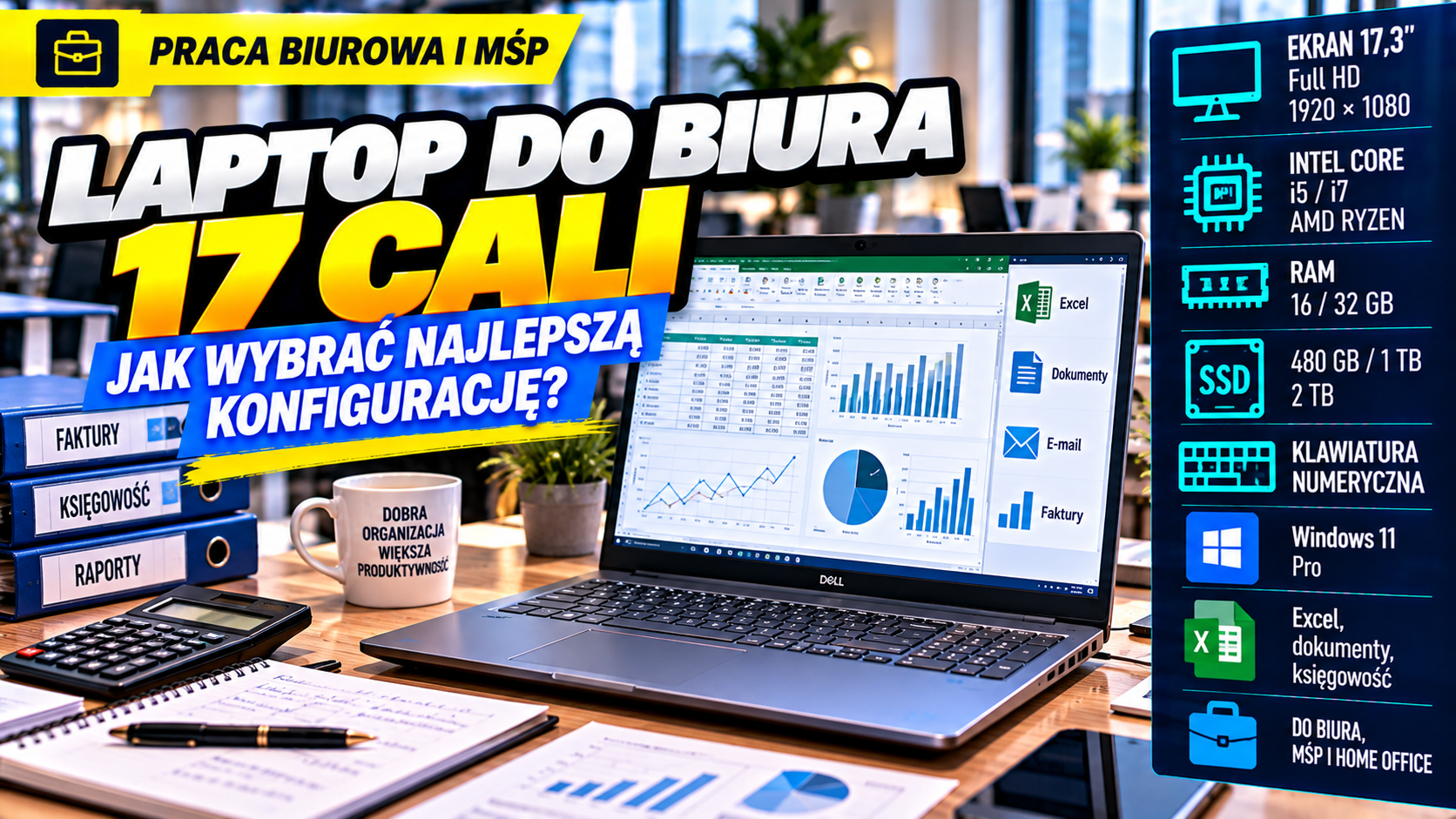 Praca biurowa i MŚP: Laptop do pracy biurowej 17 cali: jak wybrać odpowiednią konfigurację?