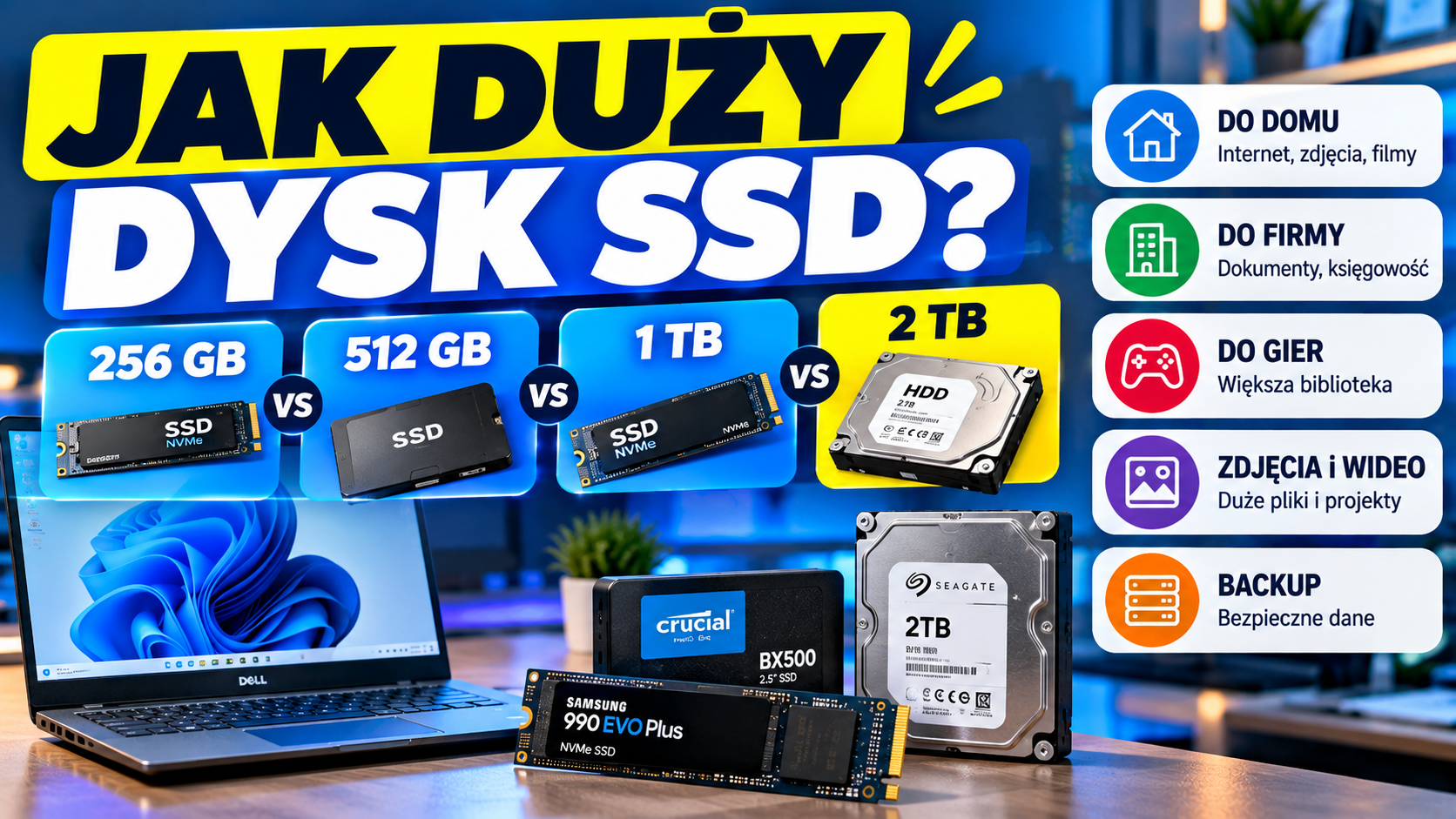 Jaki dysk SSD do komputera? Ile GB i TB potrzebujesz do domu, biura i firmy?