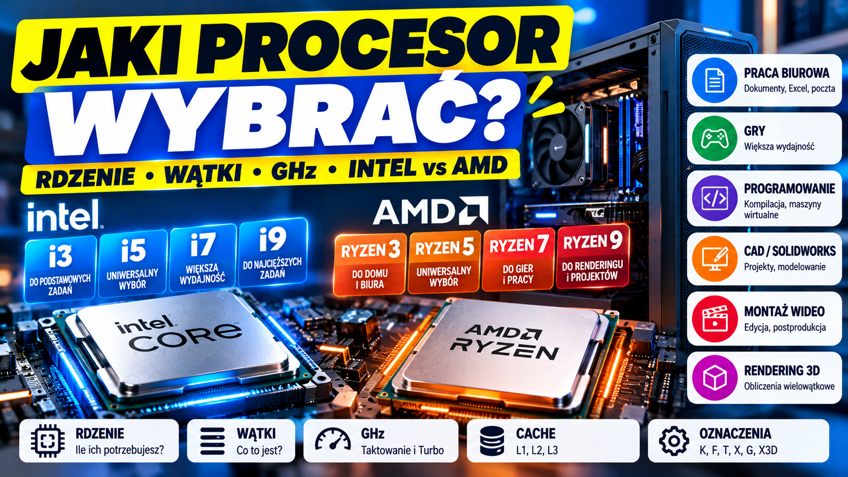 Jaki procesor do komputera stacjonarnego? Intel, AMD, rdzenie i wątki – poradnik