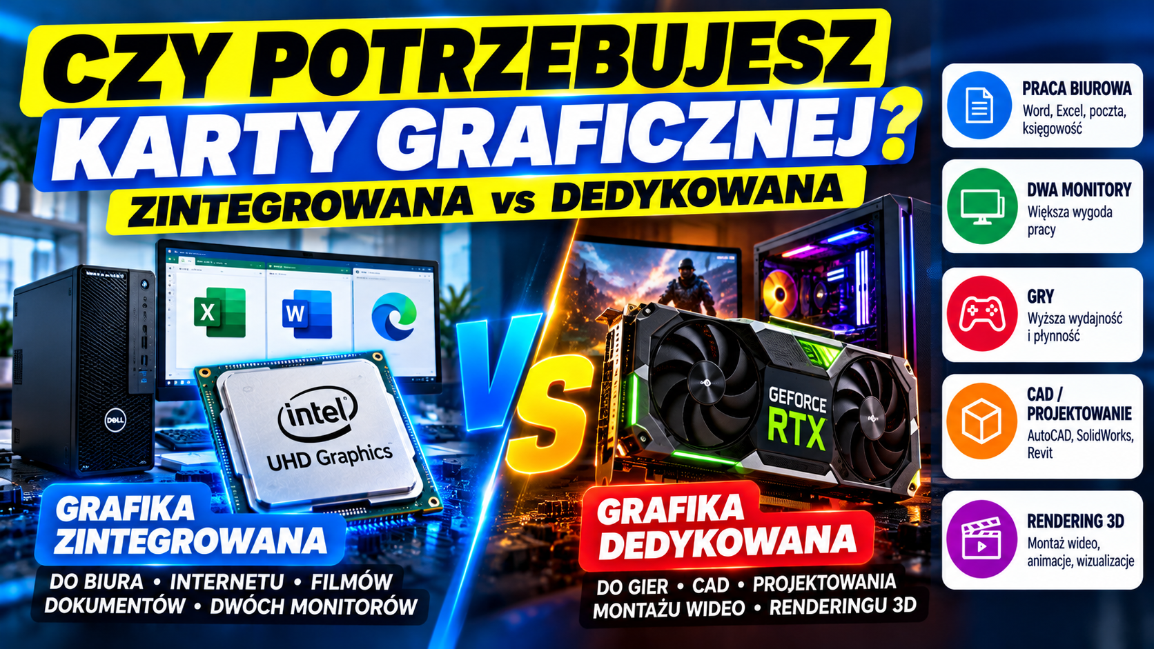 Czy komputer potrzebuje karty graficznej? Grafika zintegrowana czy dedykowana – co wybrać?
