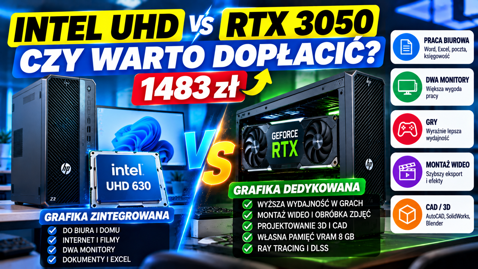 Intel UHD czy GeForce RTX 3050 – czy warto dopłacić do karty graficznej?