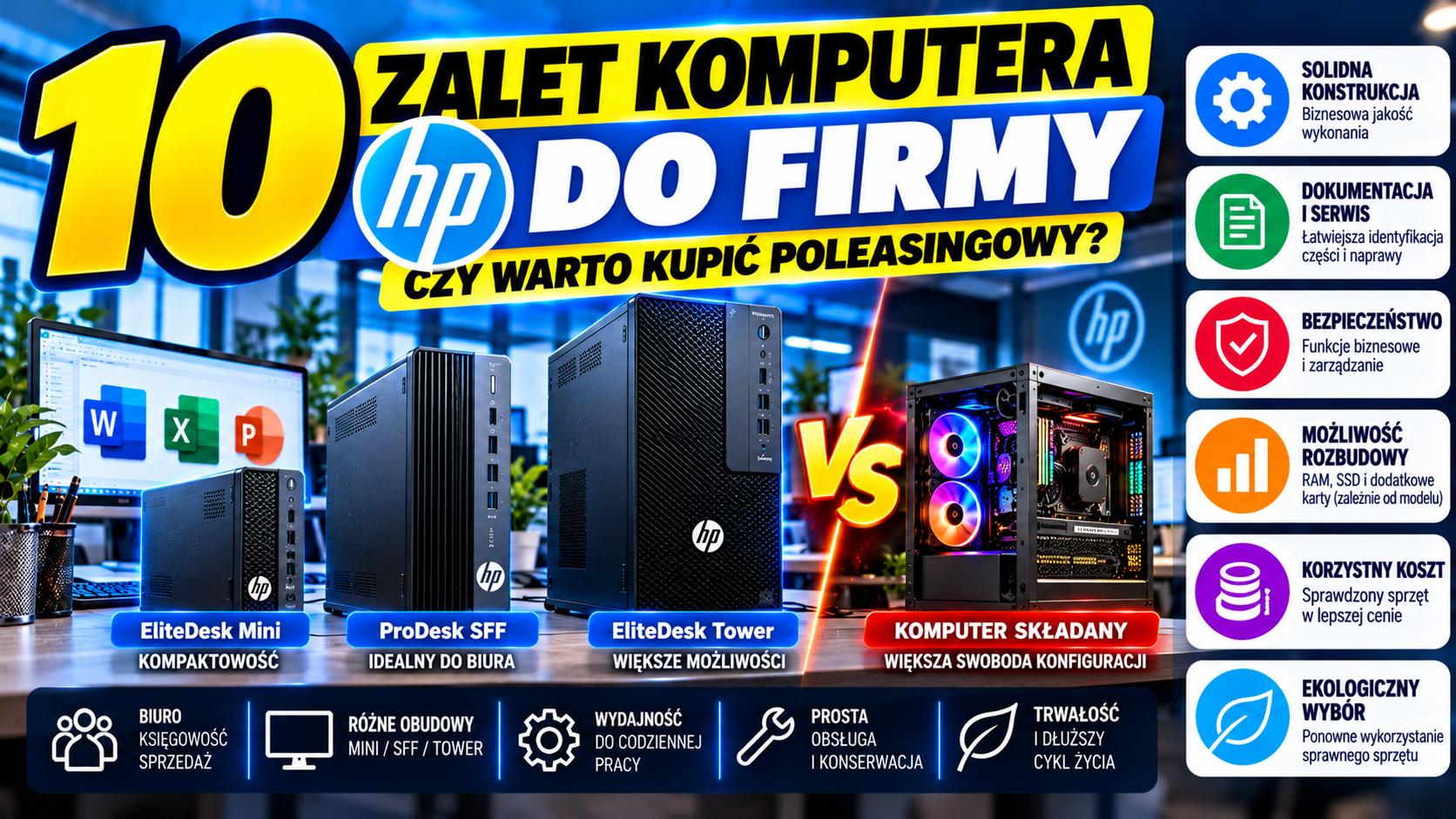 Czy warto kupić poleasingowy komputer HP do firmy? 10 zalet HP EliteDesk i ProDesk