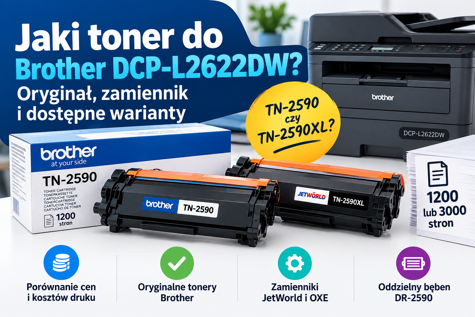 Jaki toner do Brother DCP-L2622DW? Oryginał, zamiennik i dostępne warianty