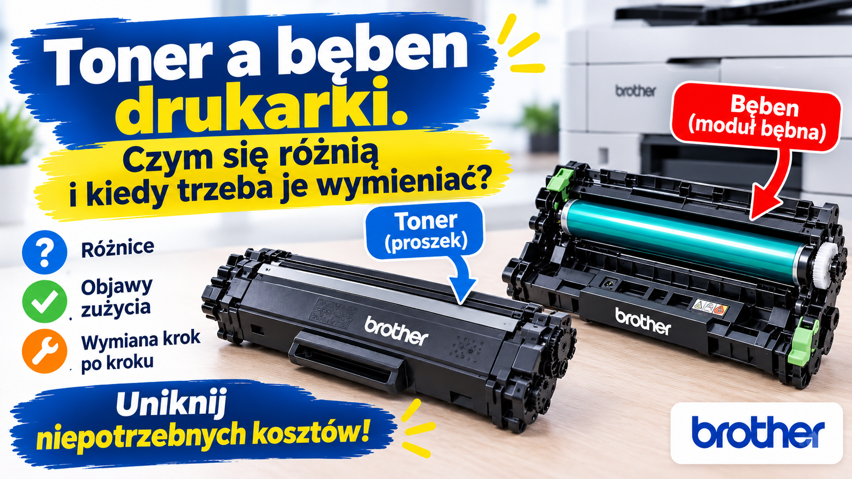 Toner a bęben drukarki. Czym się różnią i kiedy trzeba je wymieniać?