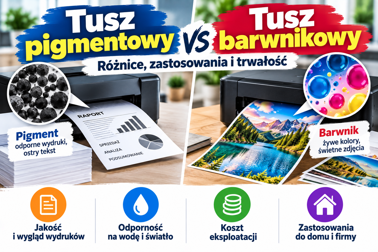 Tusz pigmentowy czy barwnikowy? Różnice, zastosowania i trwałość
