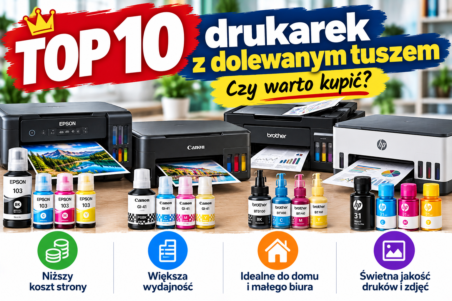 TOP 10 drukarek z dolewanym tuszem. Czy warto kupić zamiast drukarki na kartridże?