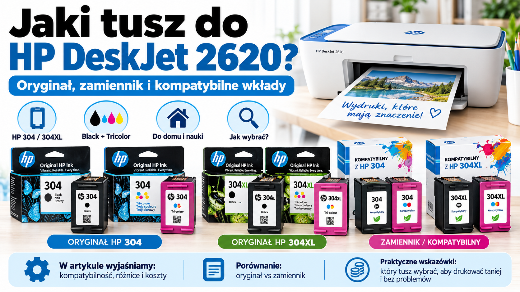 Jaki tusz do HP DeskJet 2620? Oryginał, zamiennik i kompatybilne wkłady