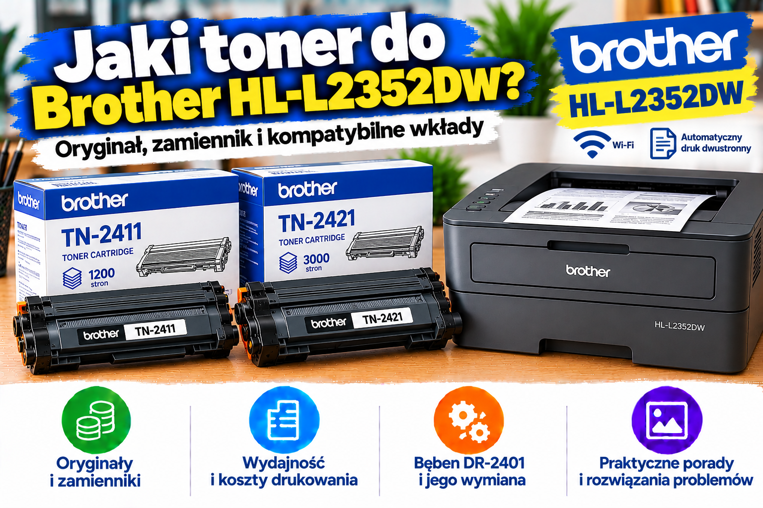 Jaki toner do Brother HL-L2352DW? Oryginał, zamiennik i kompatybilne wkłady