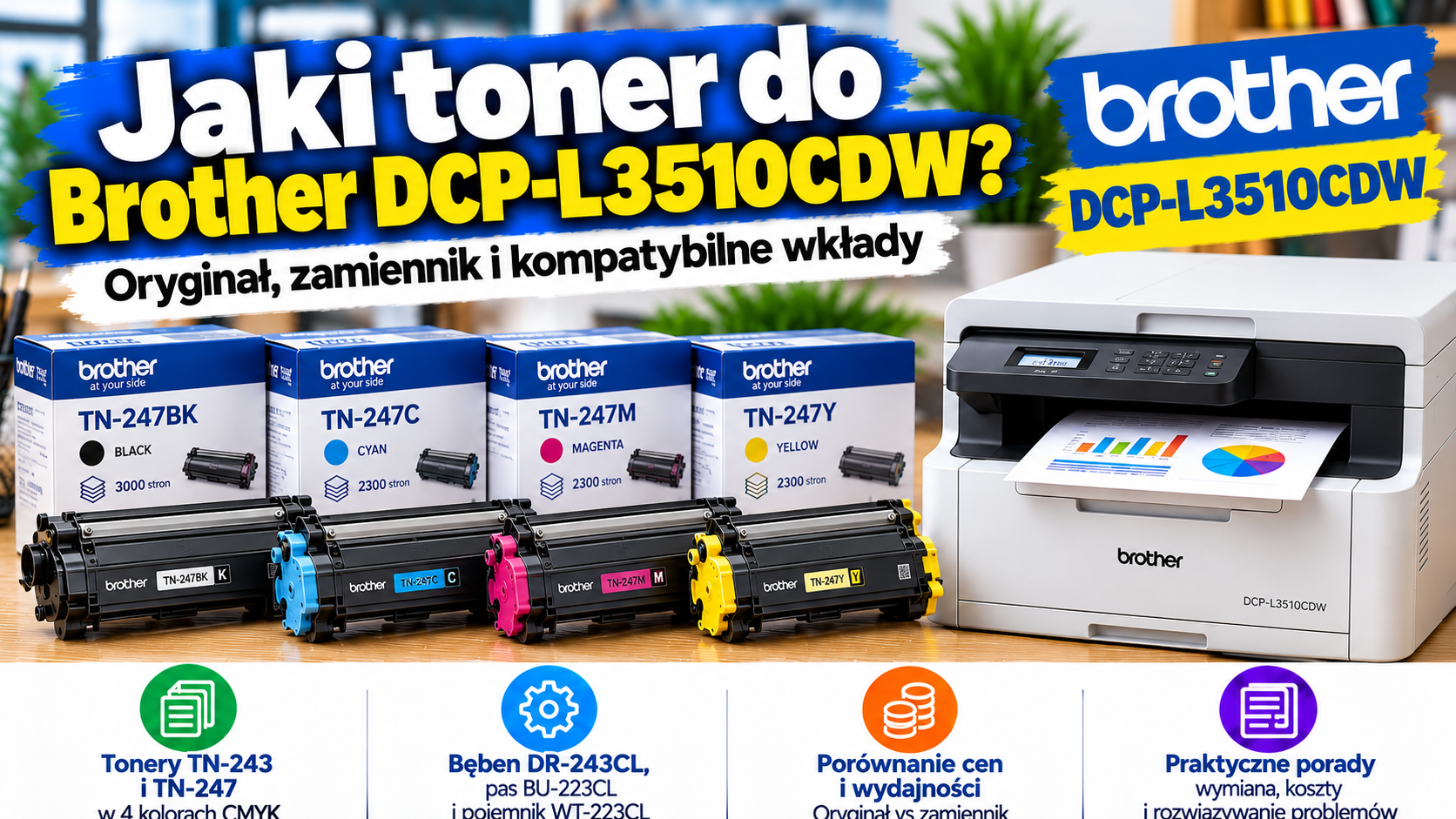 Jaki toner do Brother DCP-L3510CDW? Oryginał, zamiennik i kompatybilne wkłady
