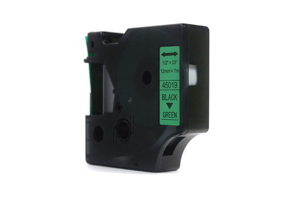 Taśma JetWorld Zamiennik Dymo D1 Czarny na Zielonym 12mm x 7m LM100, LM100+, LM200, LM300, LM400, LM420P, LM350, LM350D, LM360D, LM450D, LM260P, LM120P, LM500TS, LM160, LM210D, LM280, LM150, LM220 (45019) (S0720590)