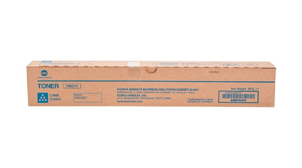 Konica Minolta TN221C, TN-221C, A8K3450 21k Cyan do Konica Minolta Bizhub C227 C287 Toner Oryginalny