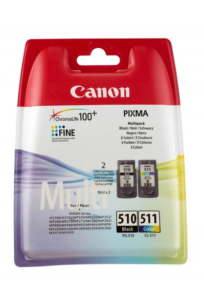 Canon PG-510, PG510, CL-511, CL511 (2970B017AA, 2970B010) CMYK do CANON PIXMA iP2700 MP240 MP280 MP250 MX340 Tusze Oryginalne