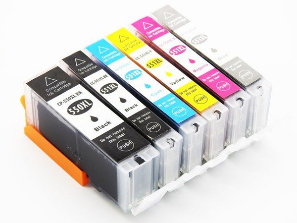 Zestaw tuszy PGI-550 + CLI-551 CMYK + Grey do drukarek Canon PIXMA MG – zamiennik DDPrint – wysoka wydajność