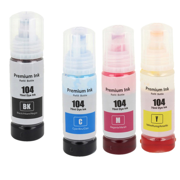Zestaw tuszy Epson 104 CMYK do drukarek Epson EcoTank ET – zamiennik DDPrint – 4×70 ml