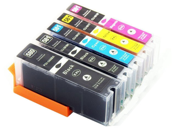 Zestaw tuszy PGI-580BK + CLI-581 CMYK do drukarek Canon PIXMA TS6250 / TS6350 / TS8150 – zamiennik DDPrint – komplet 5 tuszy
