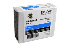 Epson SJIC36PC, SJI-C36PC, SJIC-36PC (T44C2, C13T44C240) 80ml Cyan do Epson ColorWorks CWC6000 CWC6010 CWC6500 CWC6510 Tusz Oryginalny