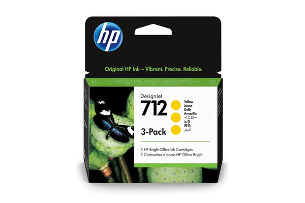 Oryginalny Tusz Yellow HP 712 Trójpak (3ED79A)