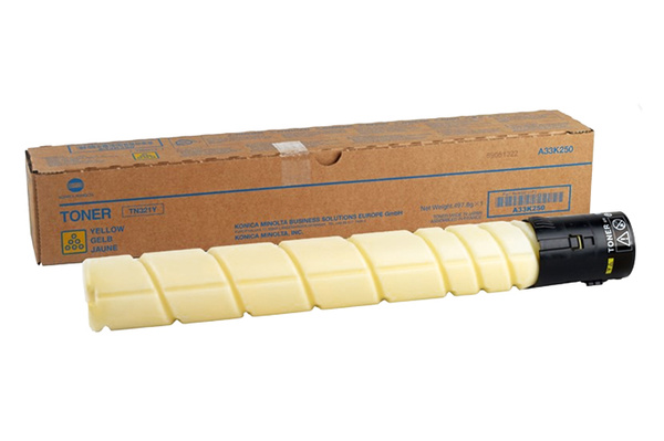 Minolta TN321Y, TN-321Y, A33K250 25k Yellow do Konica Minolta Bizhub C224, C284, C364 Toner Oryginalny