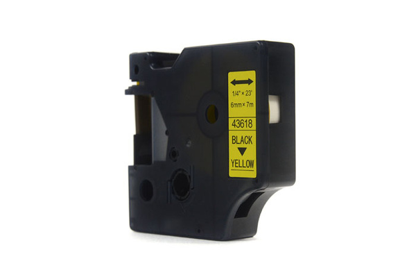Taśma JetWorld Zamiennik Dymo D1 Czarny na Żółtym 6mm x 7m LM100, LM100+, LM200, LM300, LM400, LM420P, LM350, LM350D, LM360D, LM450D, LM260P, LM120P, LM500TS, LM160, LM210D, LM280, LM150, LM220 (43618) (S0720790)