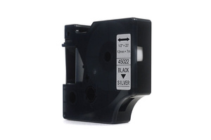 Taśma JetWorld Zamiennik Dymo D1 Czarny na Srebrnym 12mm x 7m LM100, LM100+, LM200, LM300, LM400, LM420P, LM350, LM350D, LM360D, LM450D, LM260P, LM120P, LM500TS, LM160, LM210D, LM280, LM150, LM220 (45022) (S0720620)