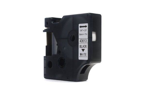Taśma JetWorld Zamiennik Dymo D1 Czarny na Białym 6mm x 7m  LM100, LM100+, LM200, LM300, LM400, LM420P, LM350, LM350D, LM360D, LM450D, LM260P, LM120P, LM500TS, LM160, LM210D, LM280, LM150, LM220 (43613) (S0720780)