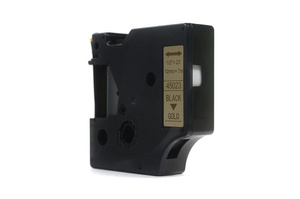 Taśma JetWorld Zamiennik Dymo D1 Czarny na Złotym 12mm x 7m LM100, LM100+, LM200, LM300, LM400, LM420P, LM350, LM350D, LM360D, LM450D, LM260P, LM120P, LM500TS, LM160, LM210D, LM280, LM150, LM220 (45023) (S0720630)