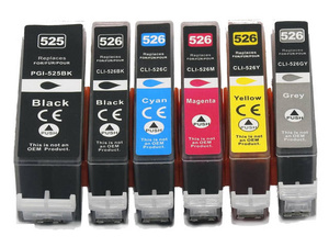 Zestaw tuszy CLI-526 CMYKGY + PGI-525BK do drukarek Canon PIXMA MG6120 / MG6250 / MG8250 – zamiennik DDPrint – komplet 6 kolorów