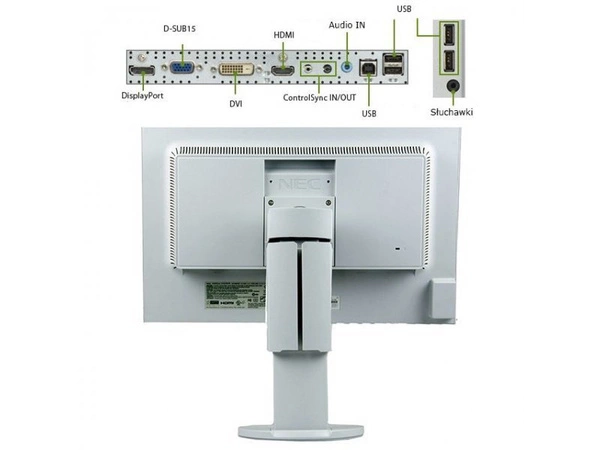NEC EA243WM Monitor 24,1" 1920×1200 TN PIVOT czujnik obecności USB Hub