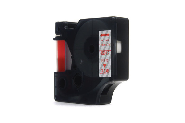 Taśma JetWorld Zamiennik Dymo D1 Czerwony na Przezroczystym 12mm x 7m LM100, LM100+, LM200, LM300, LM400, LM420P, LM350, LM350D, LM360D, LM450D, LM260P, LM120P, LM500TS, LM160, LM210D, LM280, LM150, LM220 (45012) (S0720520)