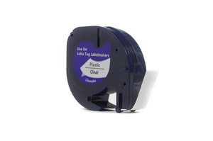 Taśma JetWorld Zamiennik Dymo LabelWriter Czarny na Przezroczystym, 12mm x 4m LetraTag LT100H, LT100T, LT100, QX50, XR (12267, 12268, 16951, 16952) (S0721530, S0721540)