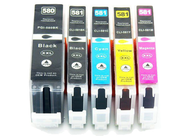 Zestaw tuszy PGI-580BK + CLI-581 CMYK do drukarek Canon PIXMA TS6250 / TS6350 / TS8150 – zamiennik DDPrint – komplet 5 tuszy