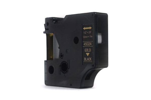Taśma JetWorld Zamiennik Dymo D1 Złoty na Czarnym 12mm x 7m LM100, LM100+, LM200, LM300, LM400, LM420P, LM350, LM350D, LM360D, LM450D, LM260P, LM120P, LM500TS, LM160, LM210D, LM280, LM150, LM220 (45024) (S0720640)