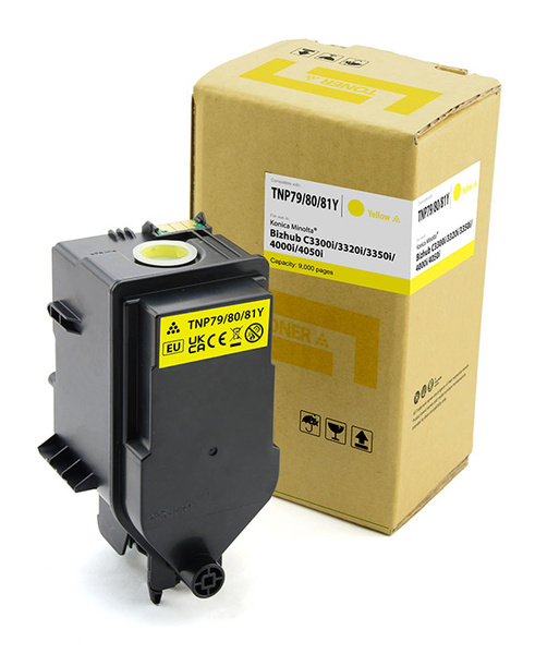 Toner Cartridge Web Yellow Minolta TNP79Y zamiennik AAJW250, AAJW2D0 UWAGA- nie pasują do Minolty C3350 (znaczenie ma brak litery I) i wtedy należy użyć JW-M3050YR