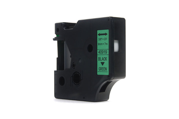 Taśma JetWorld Zamiennik Dymo D1 Czarny na Zielonym 9mm x 7m LM100 , LM120, LM150, LM160, LM200, LM210, LM210D, LM220, LM260, LM260P, LM260D, LM280, LM300, LM350, LM360D, LM420P, LM500TS (40919) (S0720740)