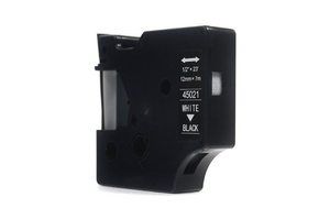 Taśma JetWorld Zamiennik Dymo D1 Biały na Czarnym 12mm x 7m LM100, LM100+, LM200, LM300, LM400, LM420P, LM350, LM350D, LM360D, LM450D, LM260P, LM120P, LM500TS, LM160, LM210D, LM280, LM150, LM220 (45021) (S0720610)