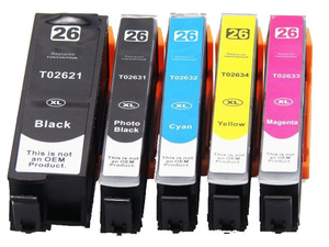 Zestaw tuszy T26XL T2621 / T2631–T2634 CMYK do drukarek Epson XP-610 / XP-700 / XP-800 – zamiennik DDPrint – komplet 5 tuszy