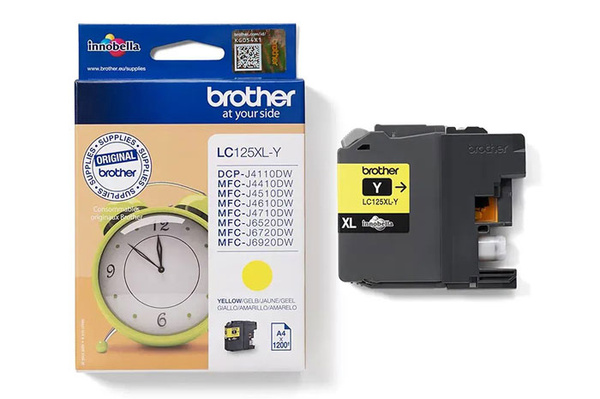 Brother LC125XLY, LC-125XLY 1,2k Yellow do Brother DCP-J4110DW, DCP-J4110W, MFC-J4310DW, MFC-J4410DW, MFC-J4510DW, MFC-J4610DW, MFC-J4710DW, MFC-J6520DW, MFC-J6720DW, MFC-J6920DW Tusz Oryginalny