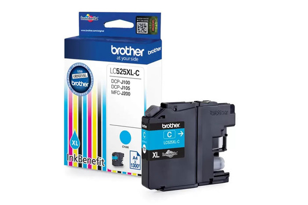 Brother LC-525XLC, LC525XLC 1,3k Cyan do Brother DCP-J105 J100 MFC-J200 Tusz Oryginalny