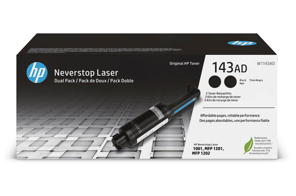 HP 143A W1143AD) (DWUPAK), kompatybilne z W1143A 5k Black do HP Neverstop Laser 1001, 1201 MFP, 1202 MFP Toner Oryginalny