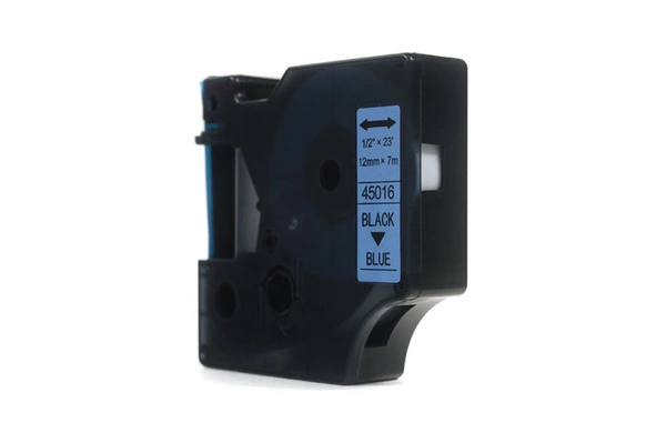 Taśma JetWorld Zamiennik Dymo D1 Czarny na Niebieskim 12mm x 7m LM100, LM100+, LM200, LM300, LM400, LM420P, LM350, LM350D, LM360D, LM450D, LM260P, LM120P, LM500TS, LM160, LM210D, LM280, LM150, LM220 (45016) (S0720560)