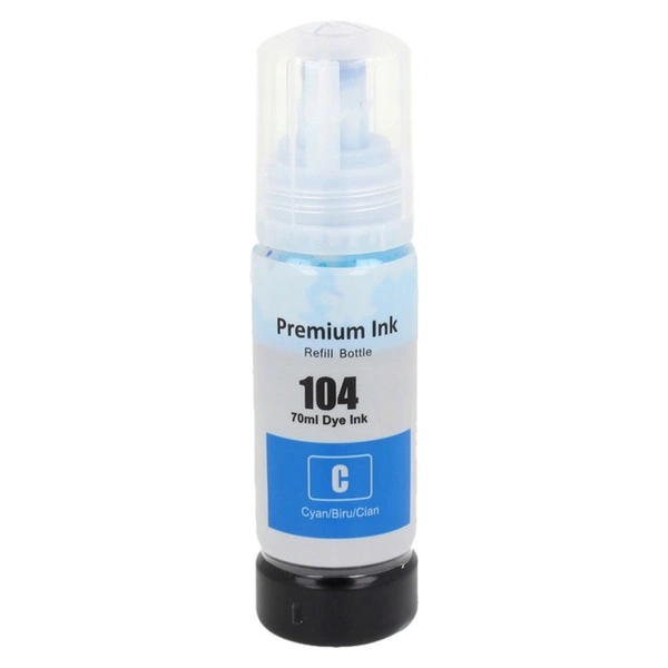 Zamiennik EPSON 104 C13T00P240 70ml Cyan marki DDPrint Tusz w butelce do EPSON ECOTANK ET-2710 ET-2715 ET-2720 ET-2820 ET-2821 ET-2825